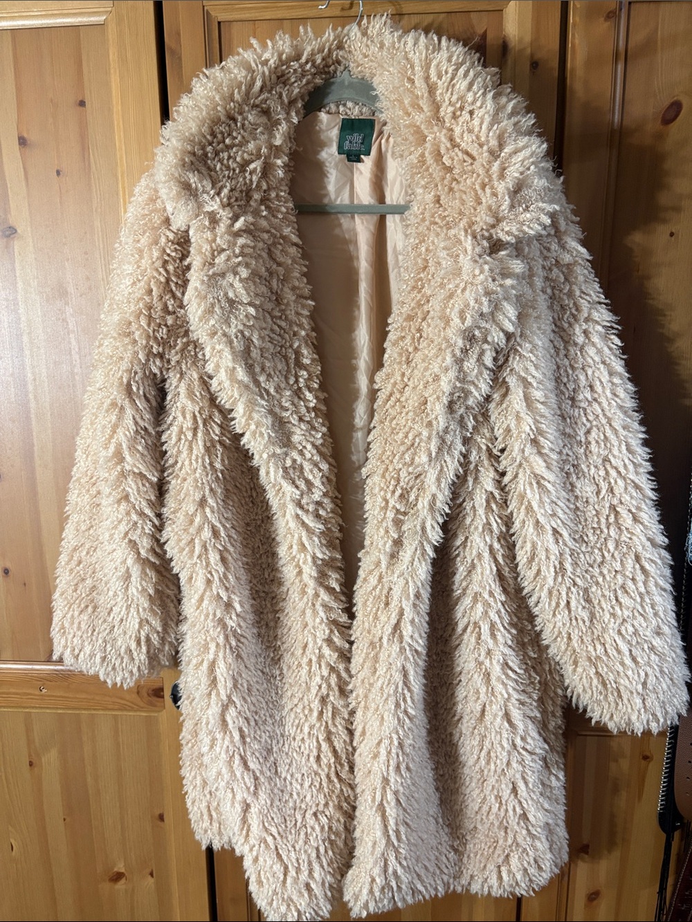 Wild Fable Cream Shaggy Faux Fur Teddy Coat Jacket